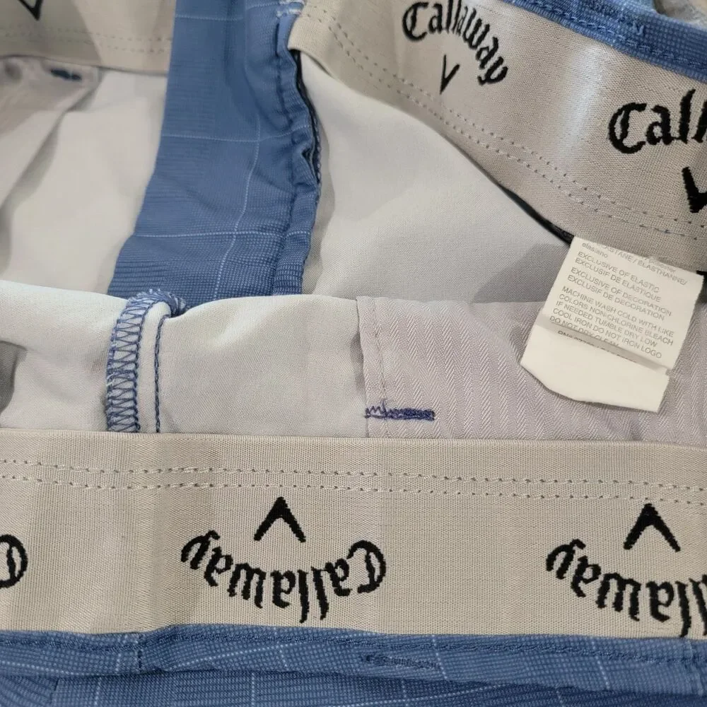 Callaway Mens Golf Shorts‎ Size 38 Blue Windowpane Plaid Dad